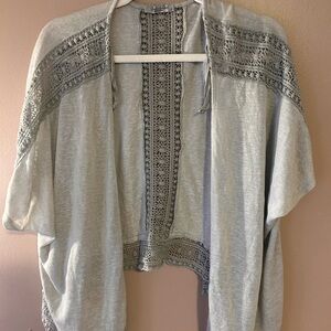 Elena Baldi Lace Trim Cardigan Gray Made in Italy Small